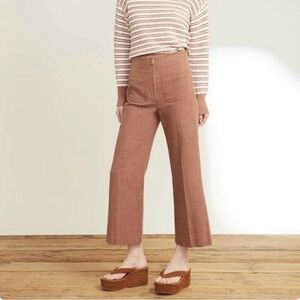Veronica Beard Rust Brown Jiva Cropped Trouser Zip Pants 2 Woven Designer Trendy